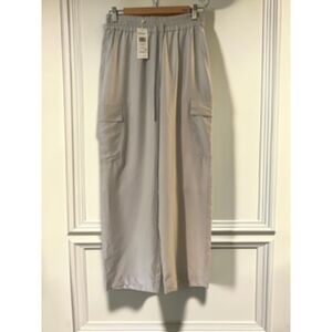 NWT Eileen Fisher Washed Silk Cargo Pants Nimbus Grey Petite PP
